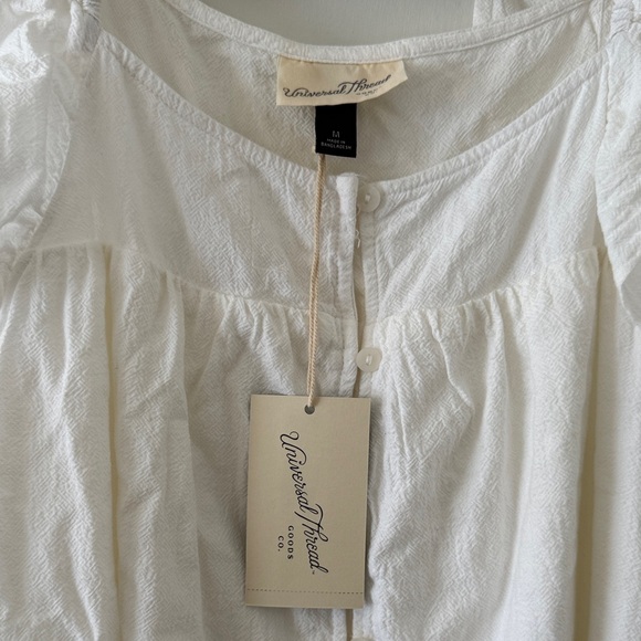 NWT Universal Thread White Ruffle Button-Front Dress - Picture 2 of 8